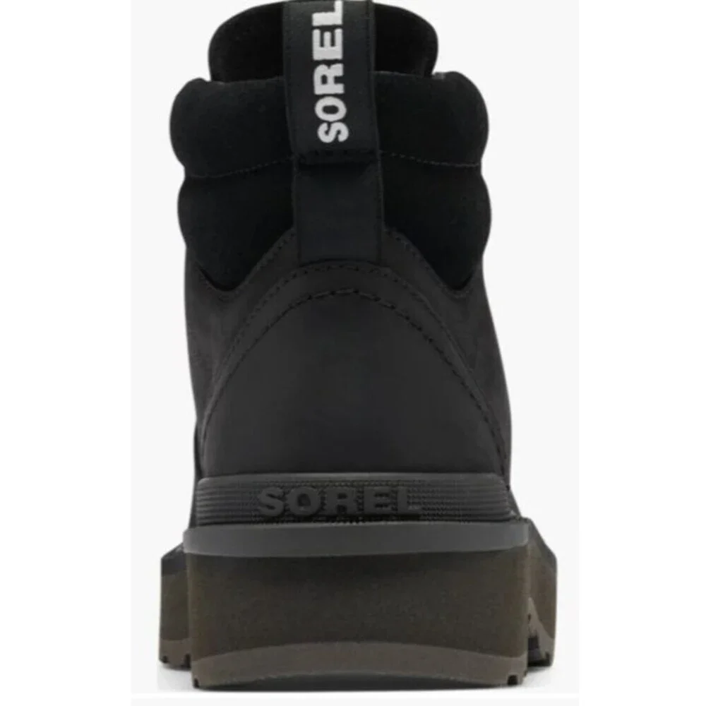 SOREL Womens 6 Leather Suede Hi-Line Combat Boots in Black/Jet Waterproof NIB